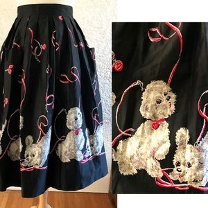 Adorable Vintage inspired retro 1950's style Border Print skirt with Poodles